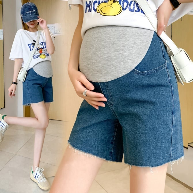 Maternity denim shorts