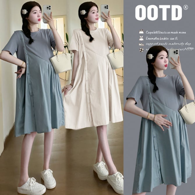 Color-Block Maternity Dress