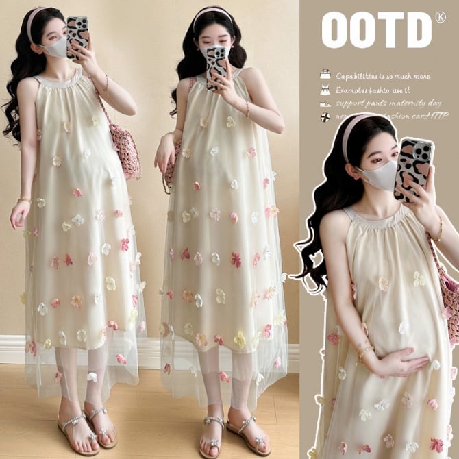 Maternity Halter Midi Dress