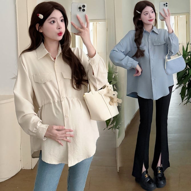 Maternity Button-Front Nursing Shirt