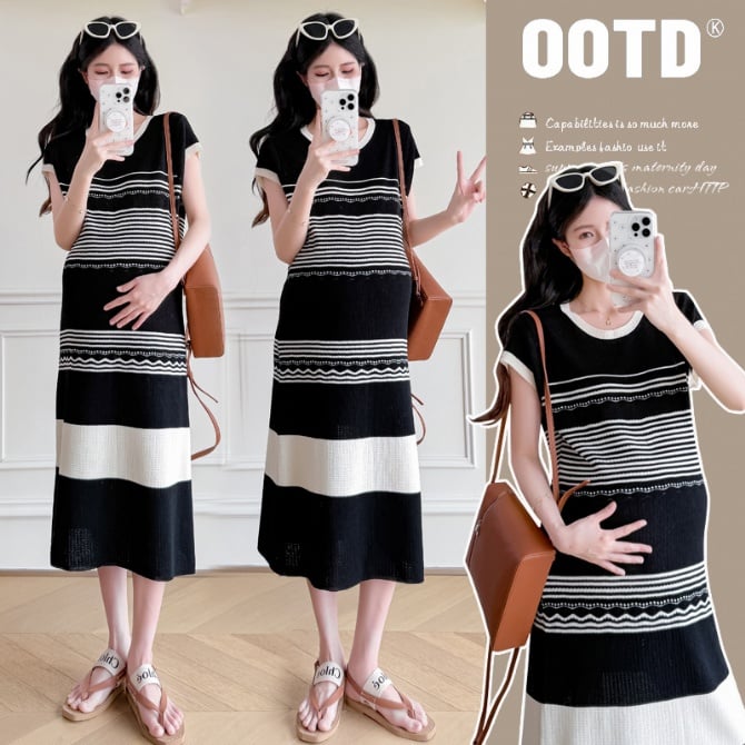 Maternity Summer Knitted Short-Sleeve Dress