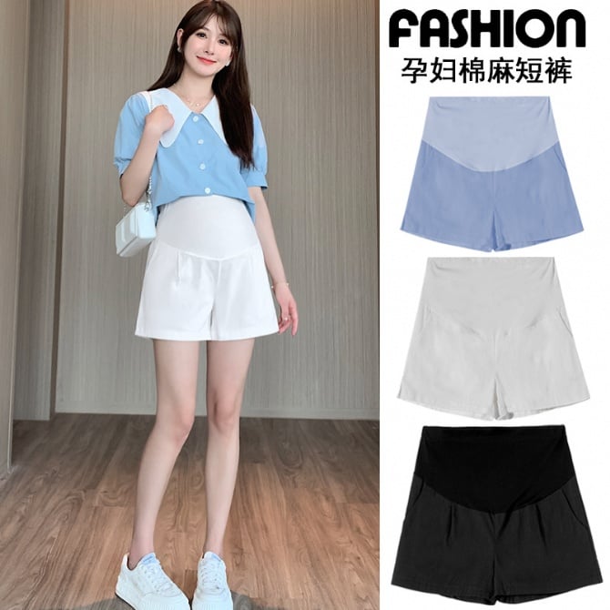 Maternity Cotton Linen Shorts