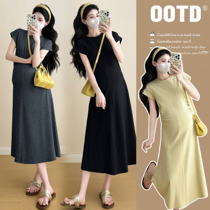 Korean Style Summer Maternity Dress – Loose, Slimming & Youthful