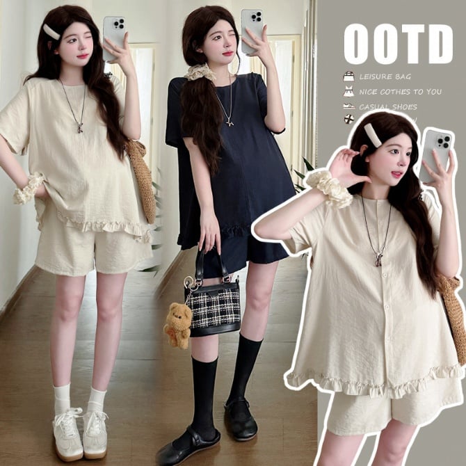 Maternity Simple Casual Two-Piece Set