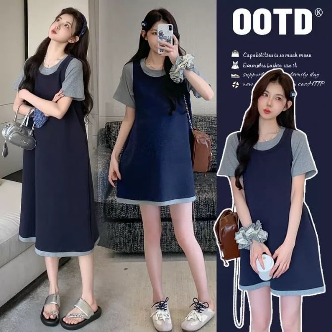Summer Maternity Dress – Loose Casual Cotton T-Shirt Long Dress