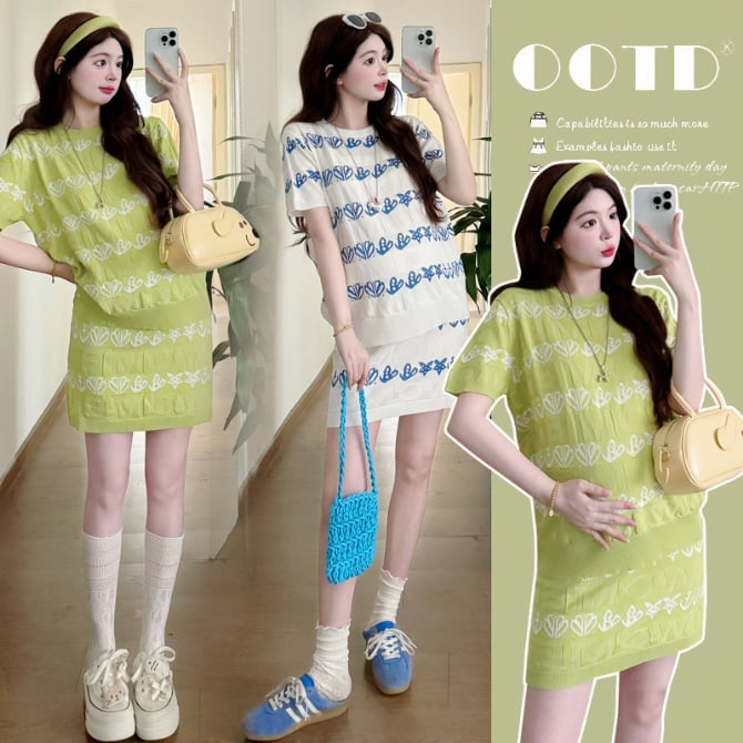 Maternity Knitted Short Skirt Set