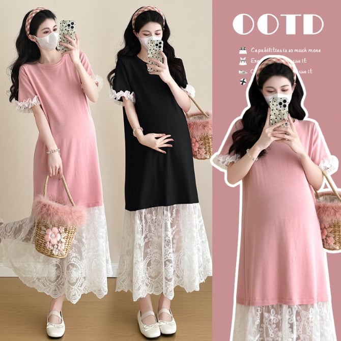 Knitted Lace Maternity Dress