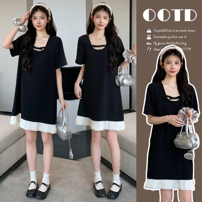 Maternity Summer Little Black Dress Hepburn Style