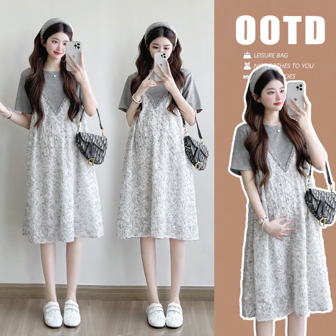 Fake Two-Piece Maternity Dress