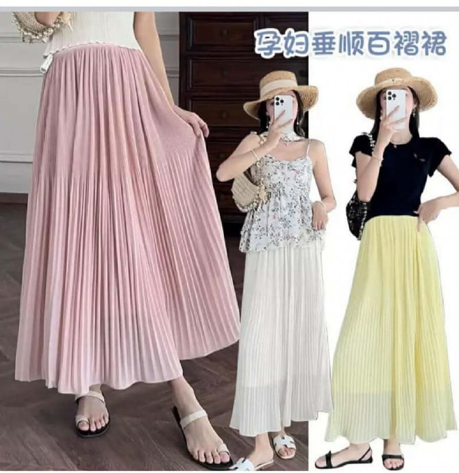 Maternity Pleated Maxi Skirt