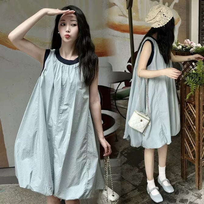 Color-Block Maternity Summer Dress