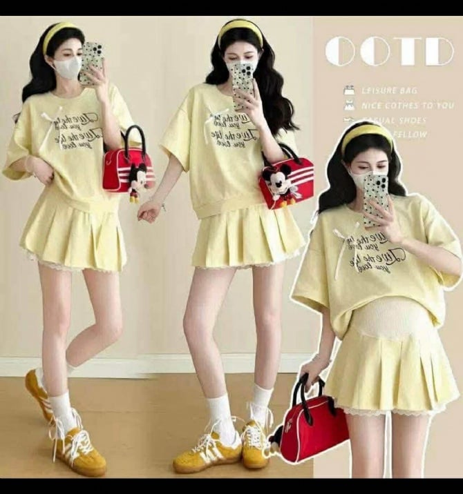 Korean Style Letter Print Maternity Set