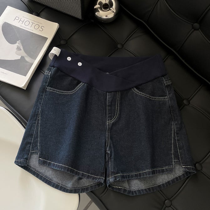 Maternity Fashion Denim Wide-Leg Shorts