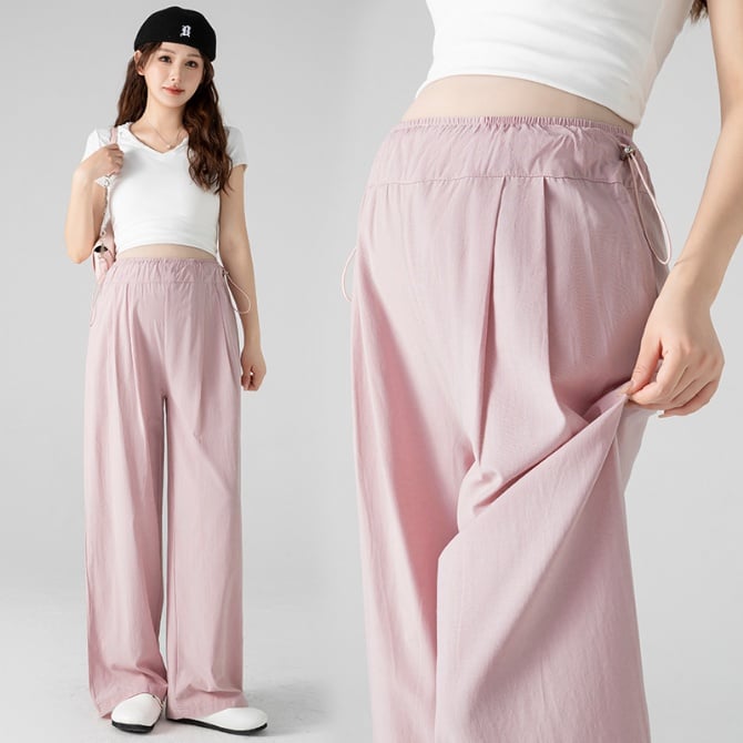 Ice Silk Cooling Maternity Wide-Leg Pants Thin Sun-Protection
