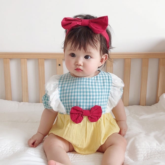 Korean-Style Baby Bow Romper Set.