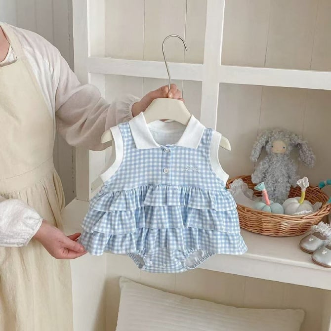 Cute Baby Girl Summer Romper Dress with Cake Skirt