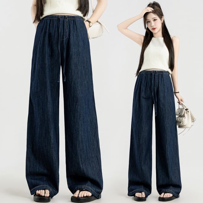 Maternity Dark Blue Tencel Wide-Leg Pants