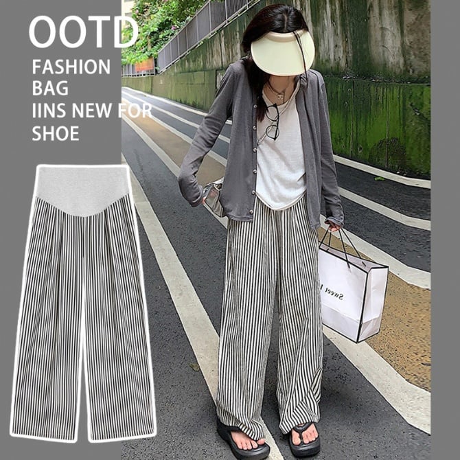 Maternity Vertical Stripe Wide-Leg Pants