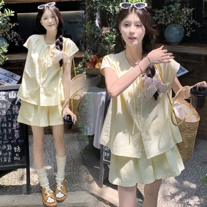 Maternity Loose Shirt & Shorts Two-Piece Set