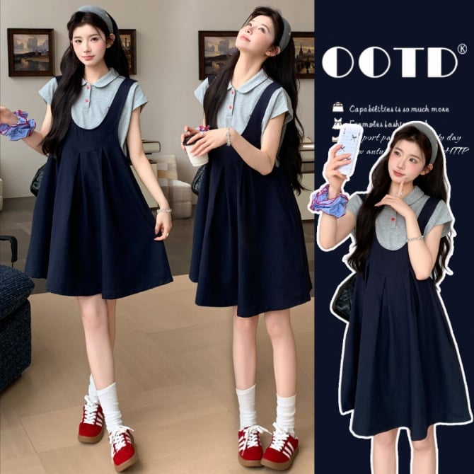 Chic French Maternity Top & Dress Set