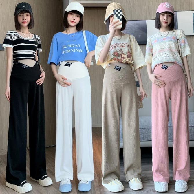 Maternity Ice Silk Wide-Leg Pants