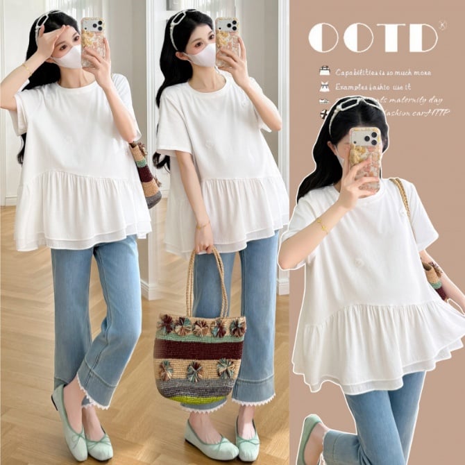 Maternity Loose Short Sleeve T-Shirt Casual Top