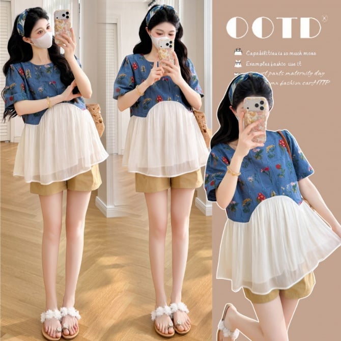 Maternity Babydoll Chiffon Top