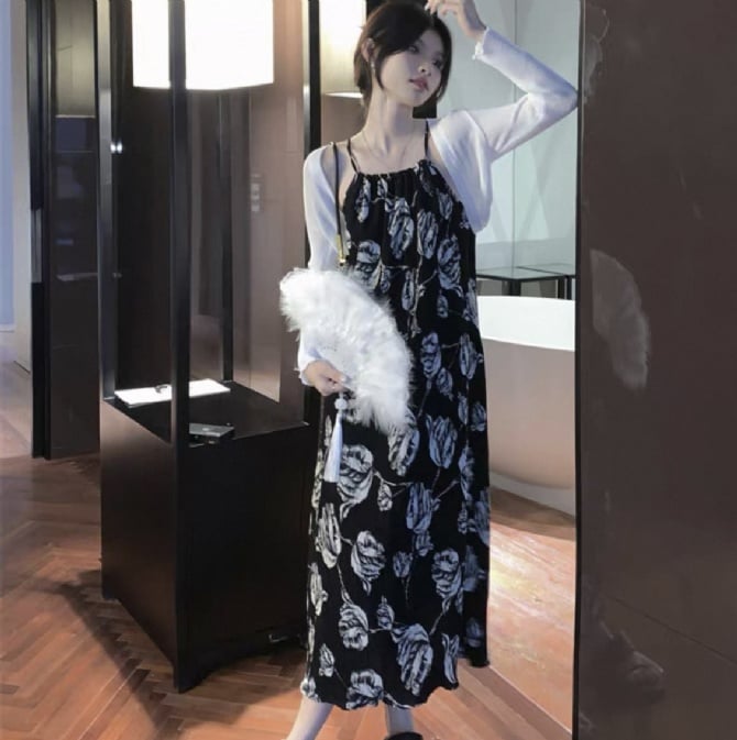 French Style Maternity & Nursing Dress with Shawl