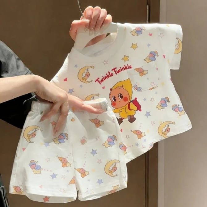 Kids Summer Cartoon  T-Shirt & Shorts 2-Piece Set