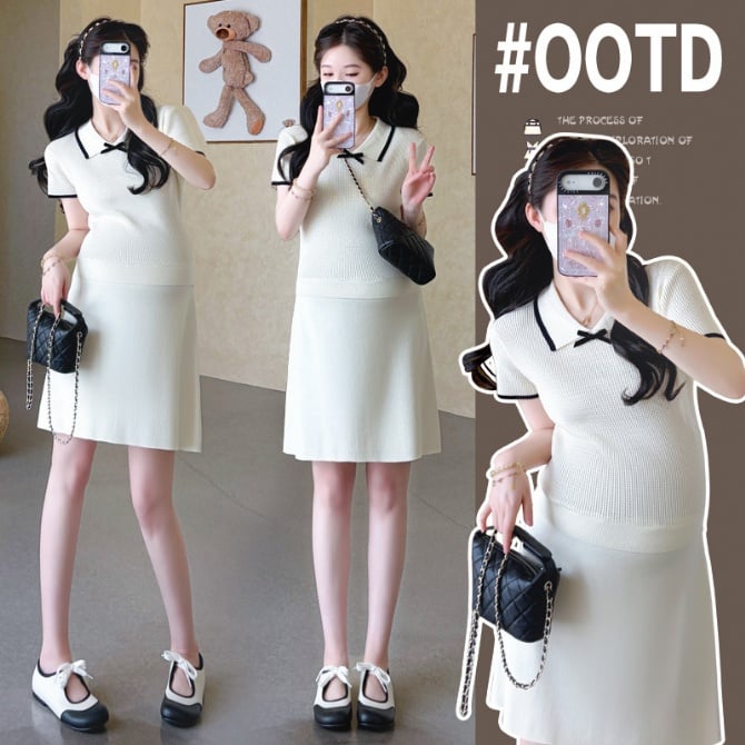 Trendy Petite Mom Thin Knit Maternity Dress