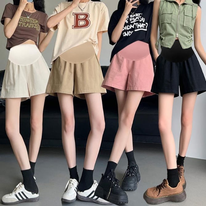 Summer Maternity Cotton Linen Ice Silk Shorts