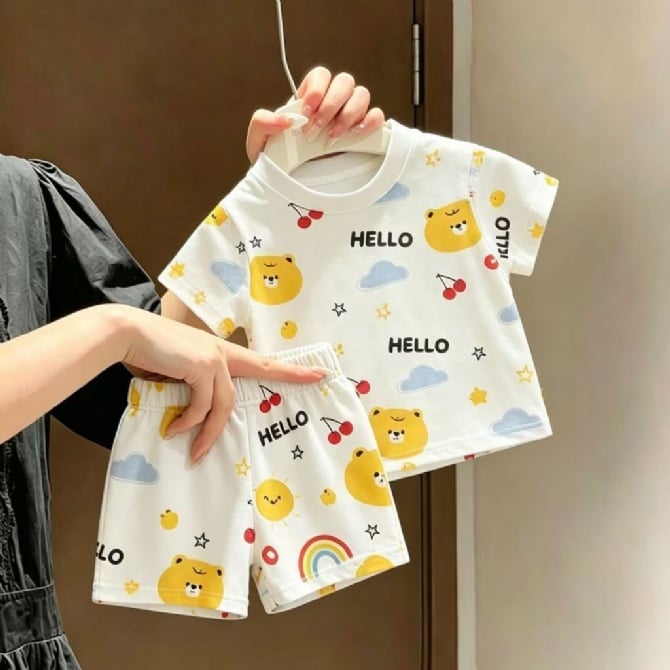 Kids Summer Cartoon T-Shirt & Shorts 2-Piece Set