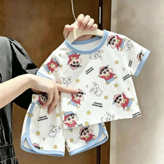 Kids Summer Cartoon  T-Shirt & Shorts 2-Piece Set